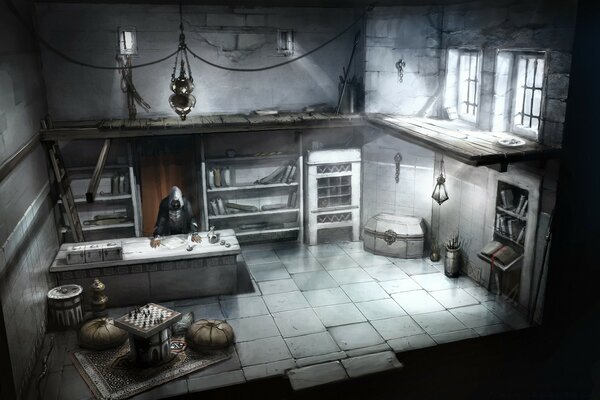 The room of the house in the building with furniture assasin s creed