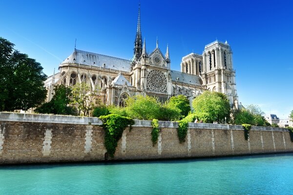 Ancient Gothic castle on the river