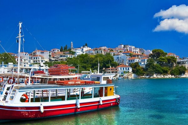 An island on the sea with beautiful yachts