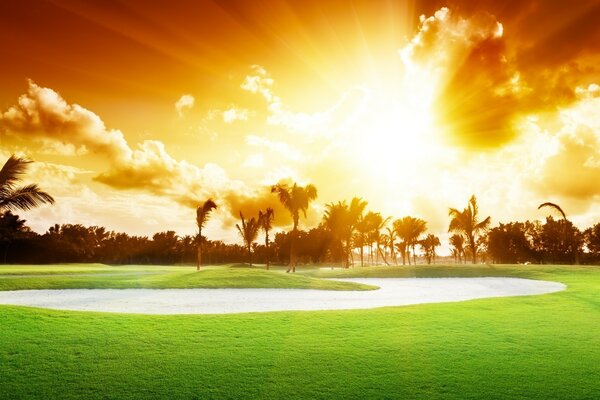 Campo de golf de verano bien cuidado