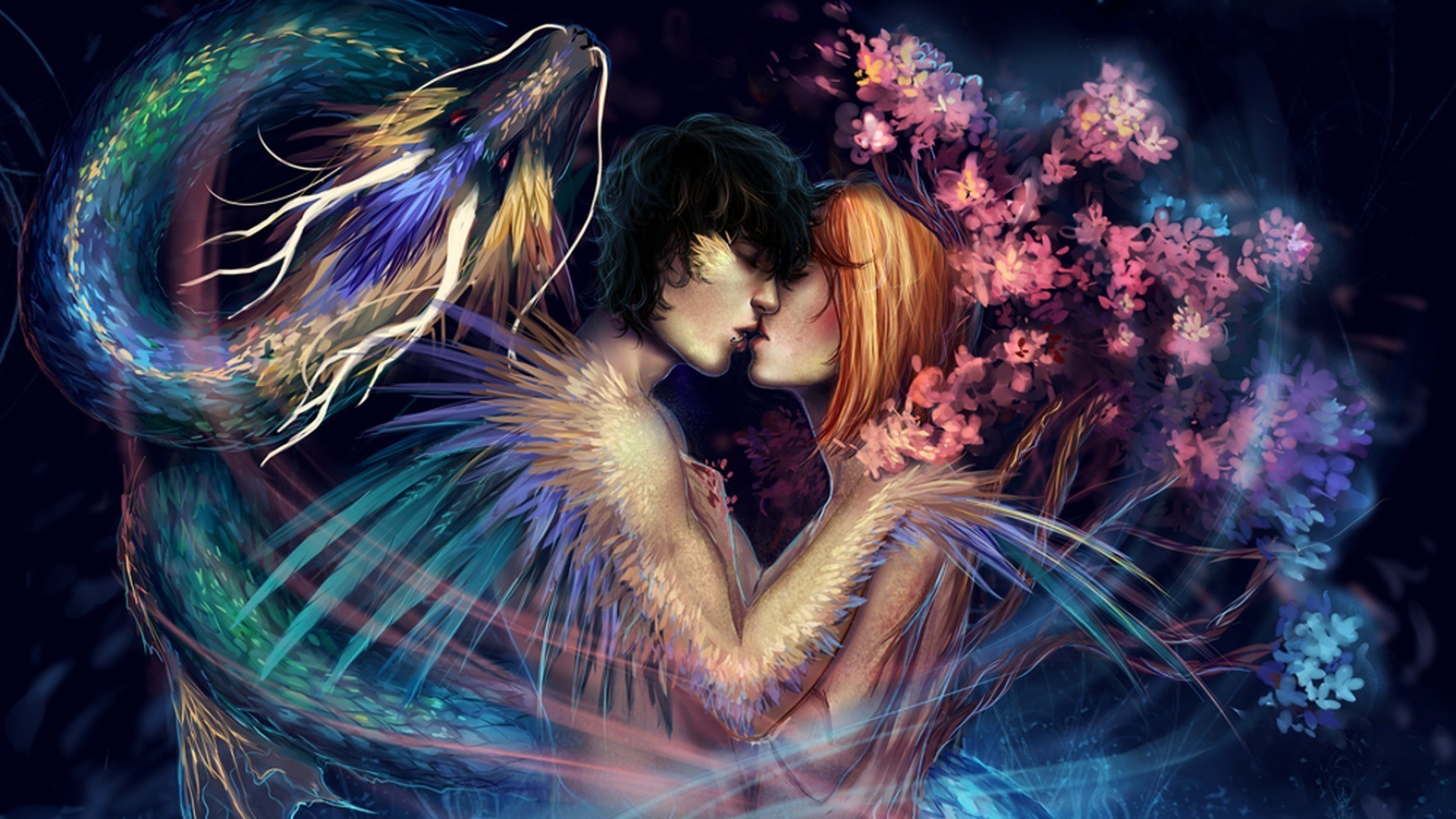 couples music art fantasy girl