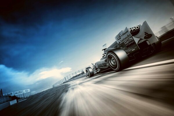 Formula 1 car at high speed