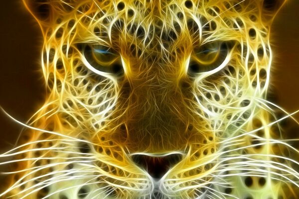 Imagen de un tigre en forma de luz de neón