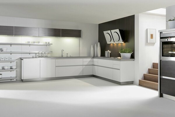 Kitchen interior in white style