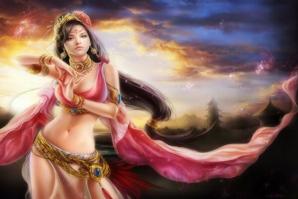 Oriental dancer in fantasy style