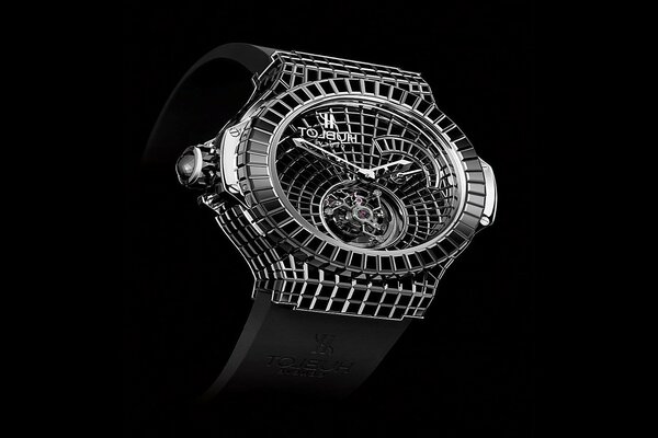 Montre homme élégant sur fond noir