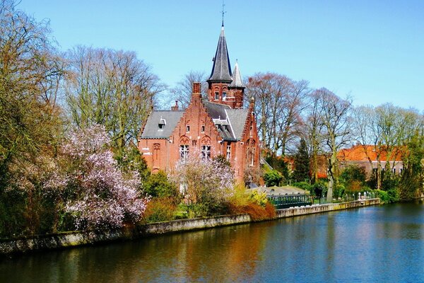 Gothic house on the river bank