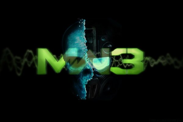 Green mw3 lettering on a dark background