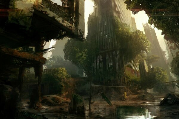 Fantasy city after the apocalypse