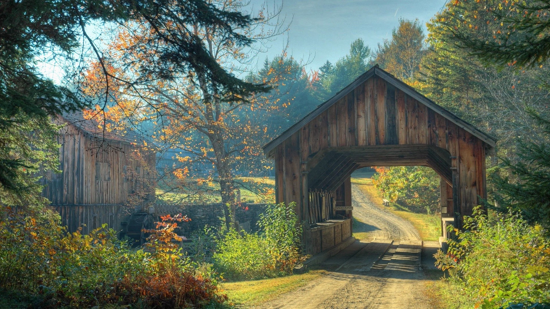 autumn wood house tree outdoors fall architecture landscape building home nature travel