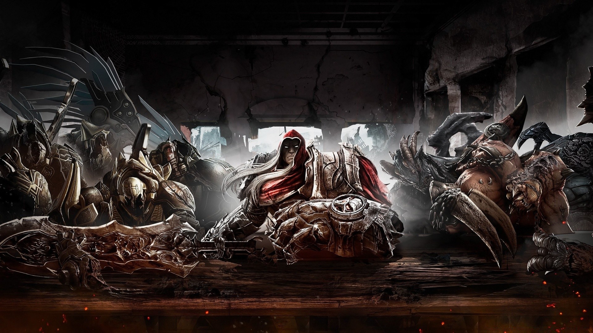 darksiders religião arte grupo escultura pintura deus armas adulto muitos