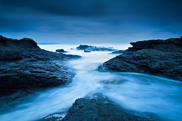 Rivers meet the ocean. The Power of nature