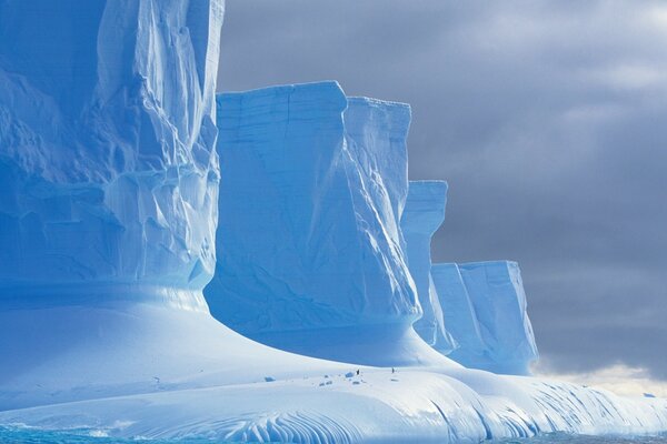 Icy and snowy nature against a gray sky