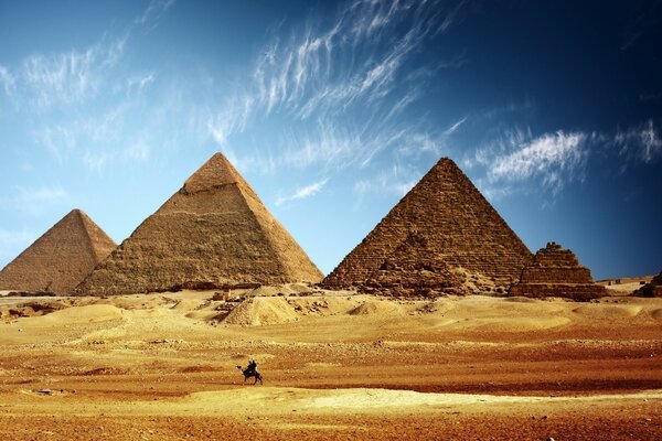 Famous pyramids in the hot desert