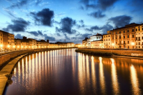 St. Petersburg Canal in the evening in the lights