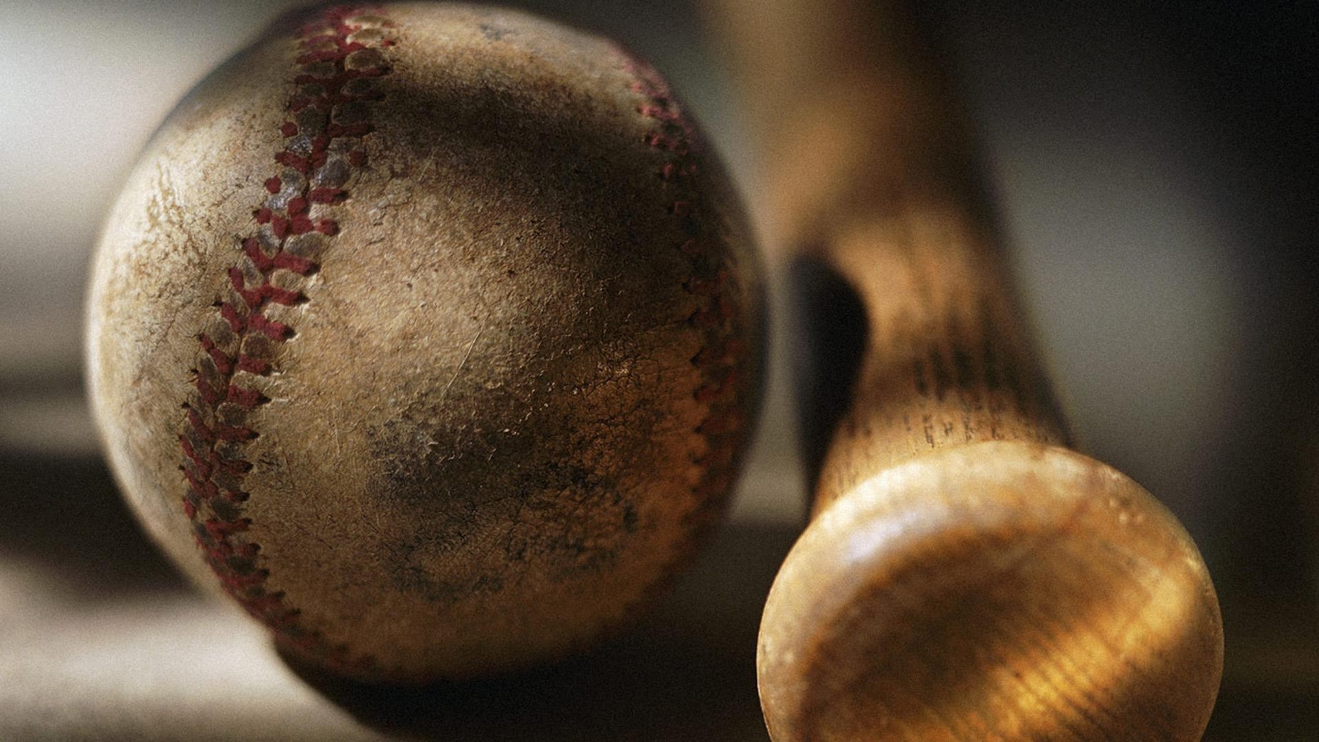 baseball ball stillleben leder holz sportgeräte wettbewerb freizeit