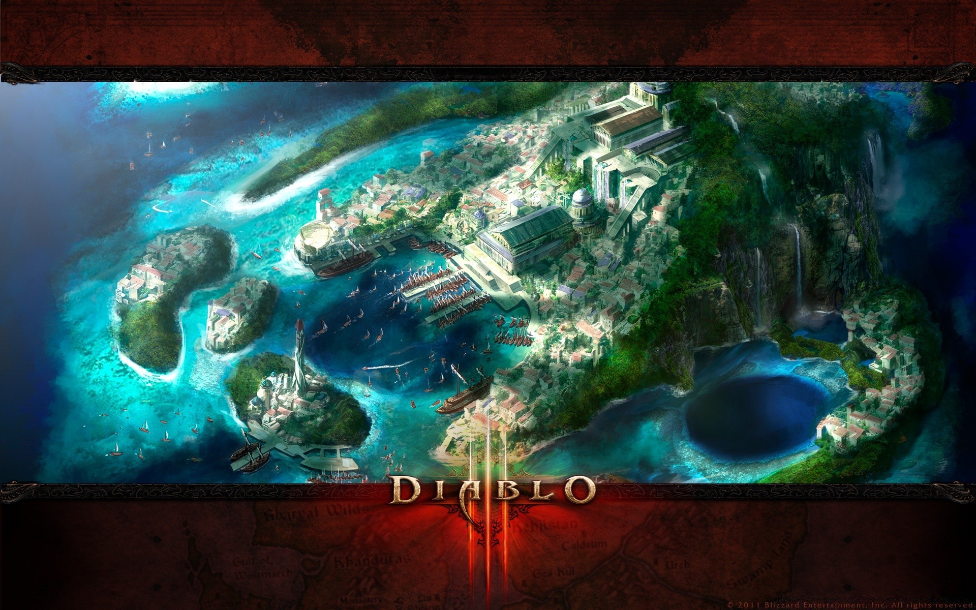 diablo water painting travel ocean planet art ball-shaped sea desktop