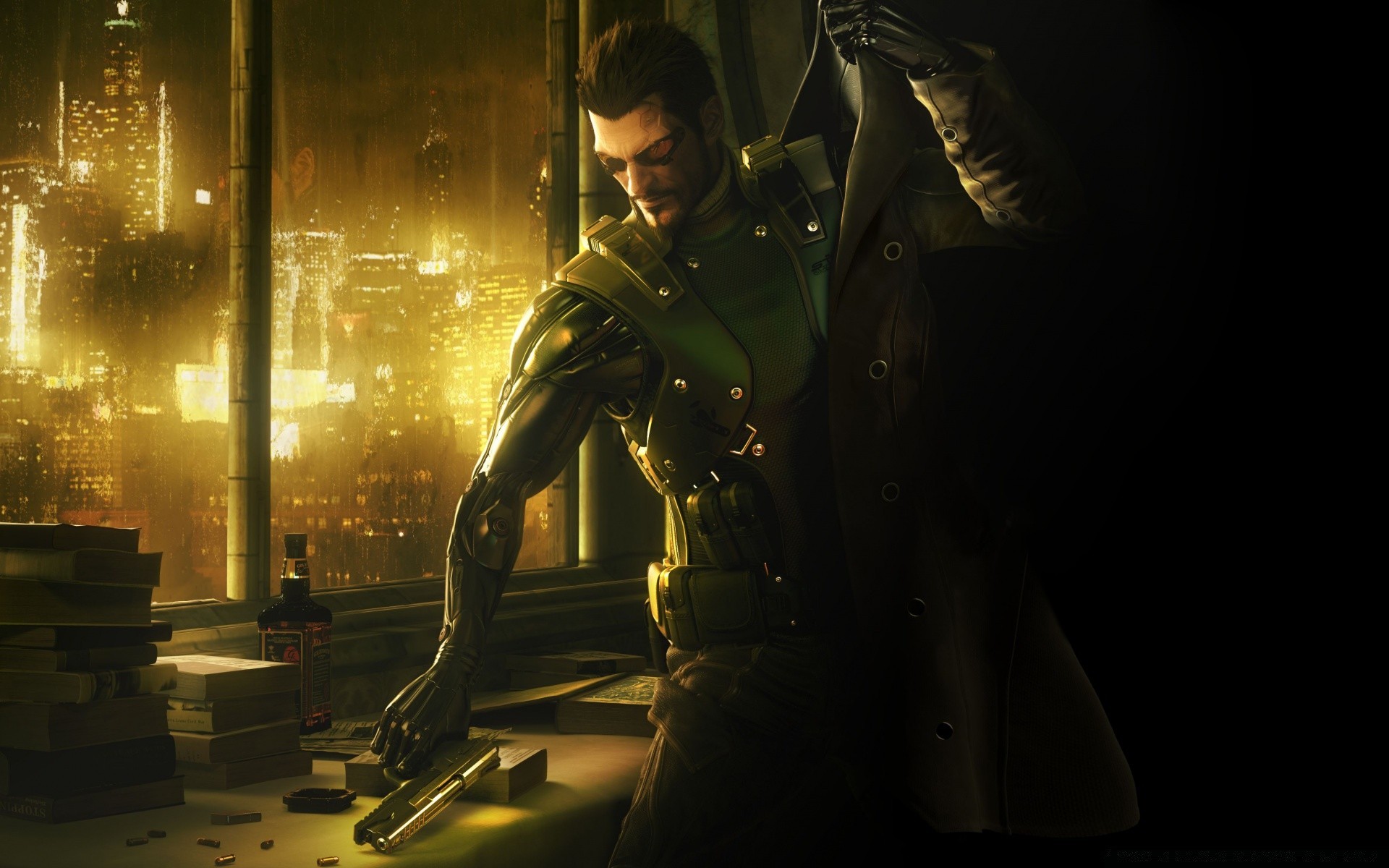 deus ex взрослый человек в помещении один свет улица