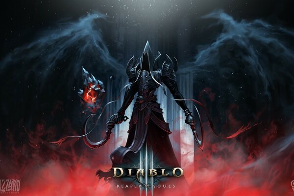 Diablo game, dark smoke, flame