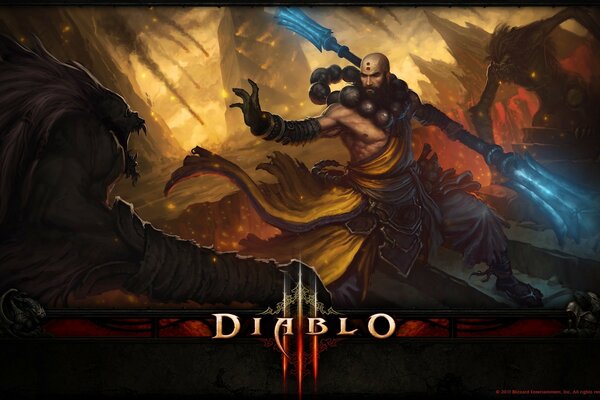 Жарқыраған қаруы бар diablo батыры