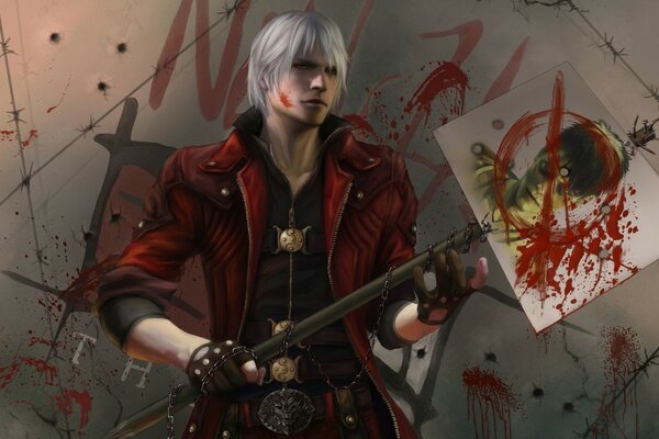 Devil may cry character with a drawing