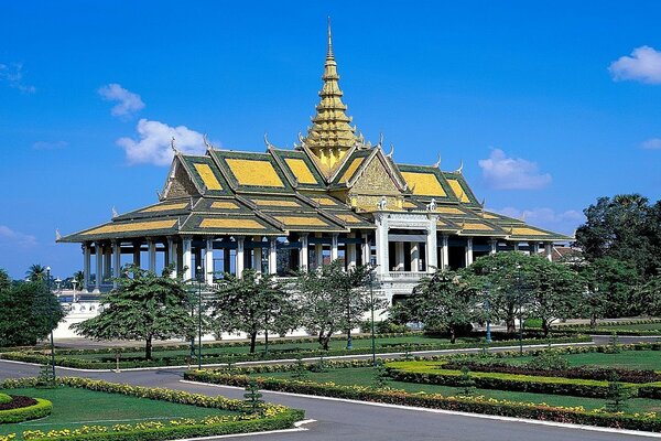 Ancient temple in the summer park