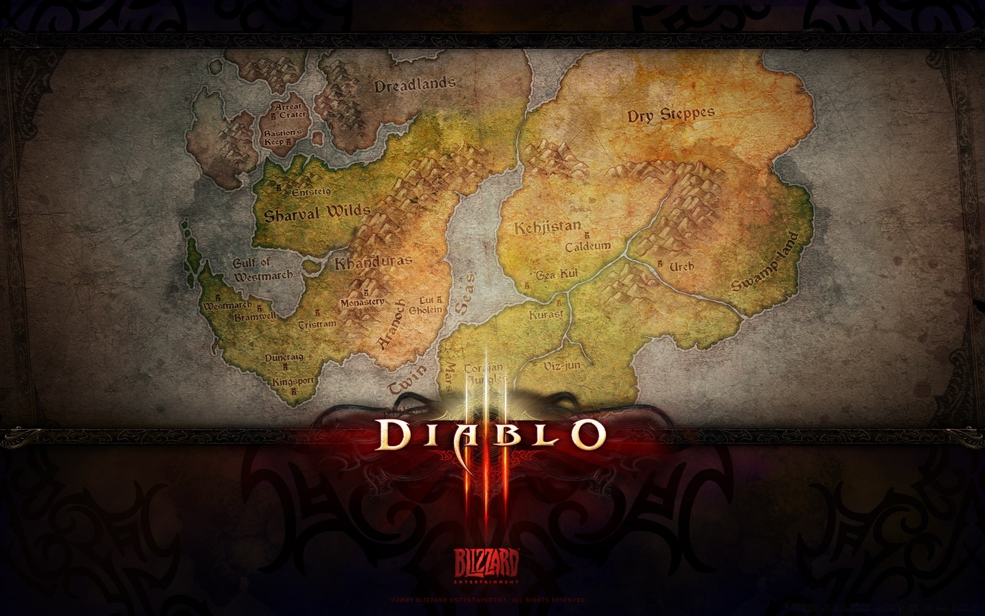 diablo eski duvarlar illüstrasyon kenar boşluğu harita masaüstü sanat kirli vintage retro coğrafya