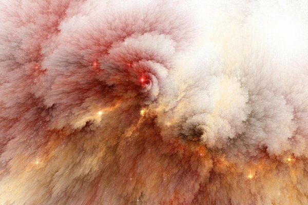 Multicolored lights in clouds of smoke