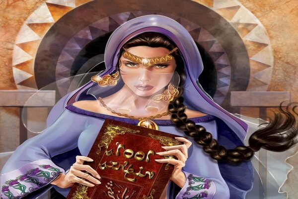 Oriental girl with a book. beautiful oriental woman