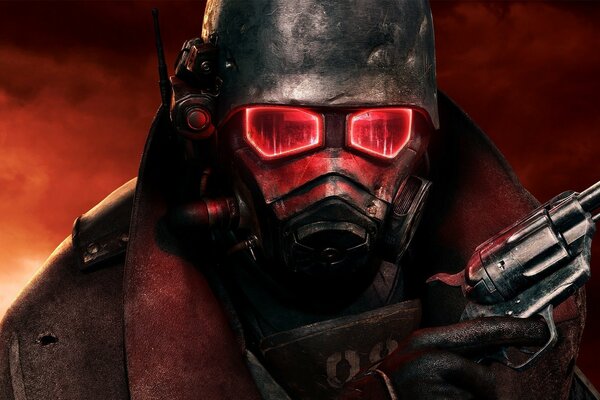 Héros avec des lunettes rouges avec le jeu fallout