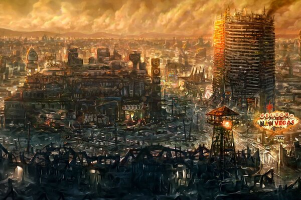 Imagem cidade amanhecer fallout