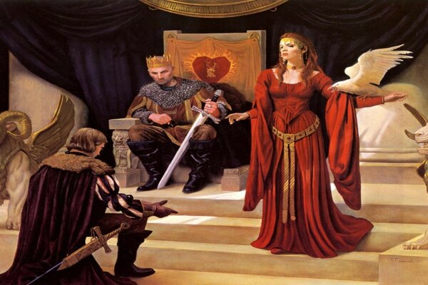 Worship of a woman in the fantasy style