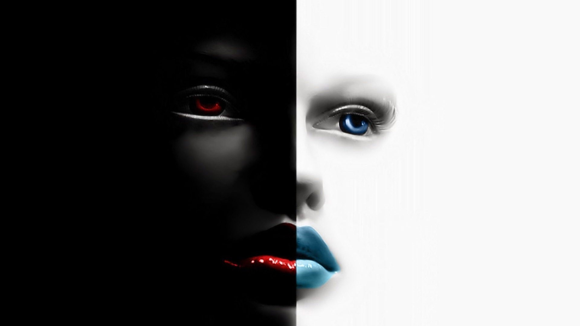 contrasts girl portrait face woman eye dark fashion model beautiful studio lips art person glamour sight scary