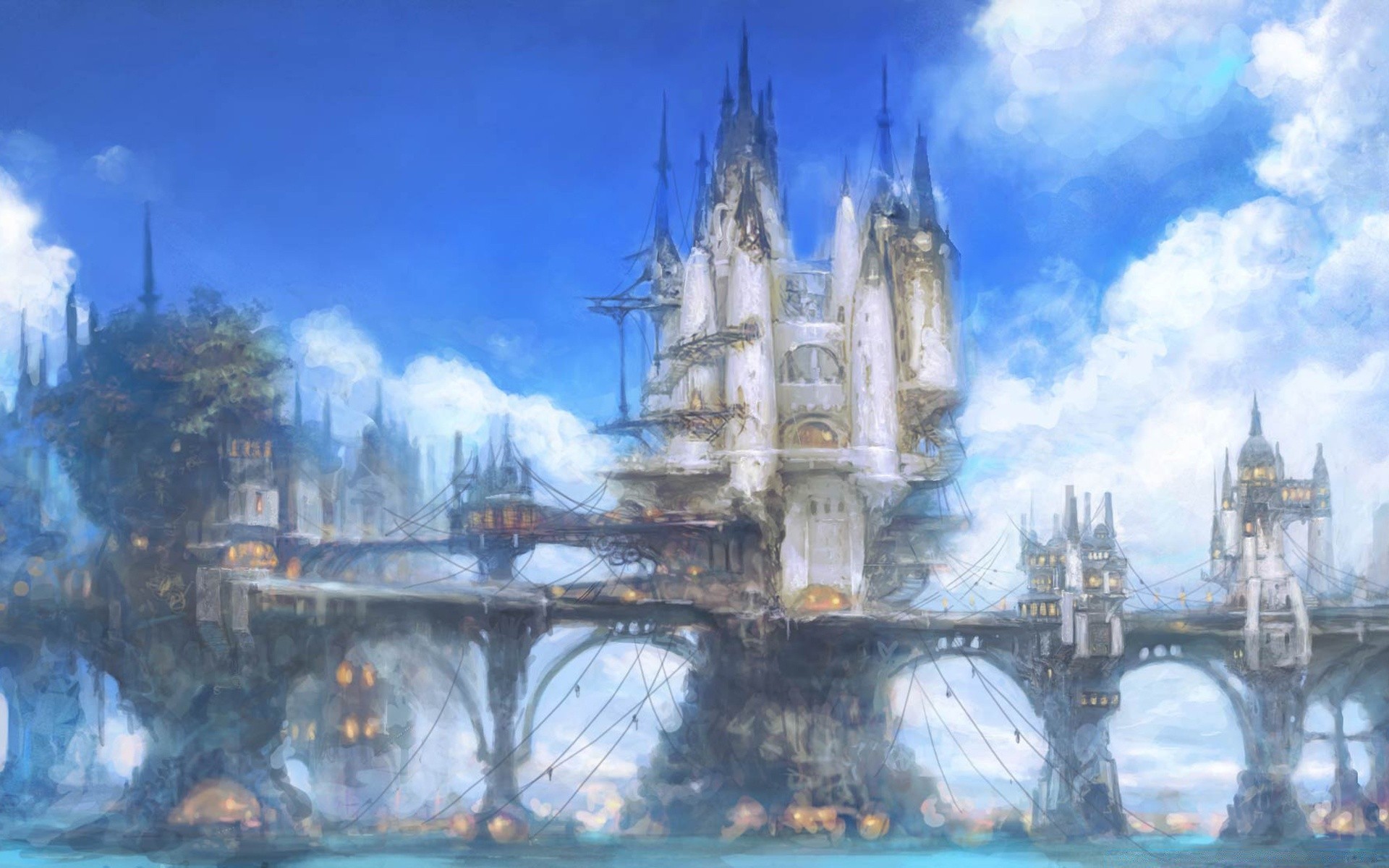 final fantasy architecture maison ciel voyage vieux tour ville religion art urbain