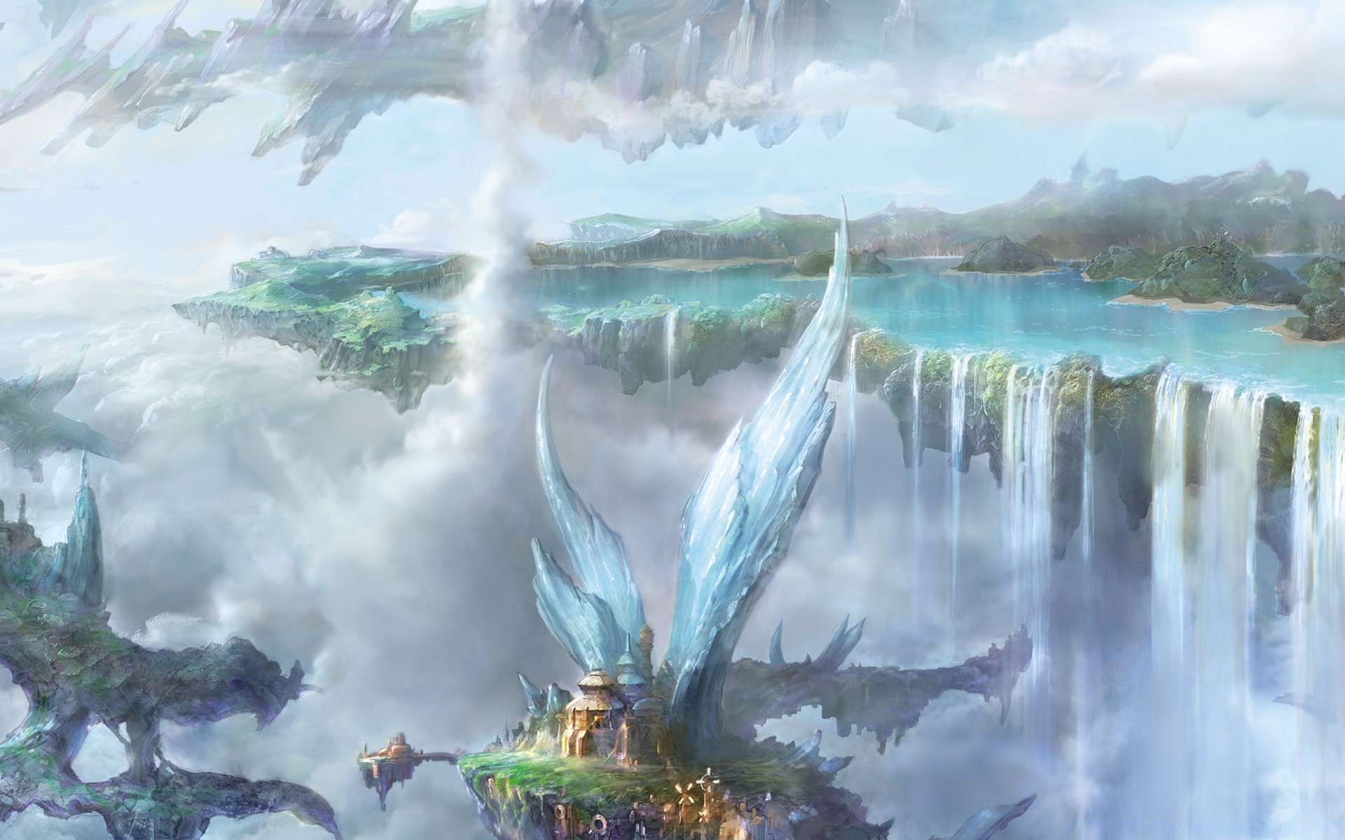 final fantasy water nature waterfall landscape outdoors travel river splash rainbow mist summer sky fog