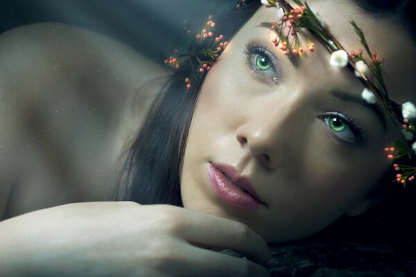 Beautiful green-eyed girl from the fantasy world