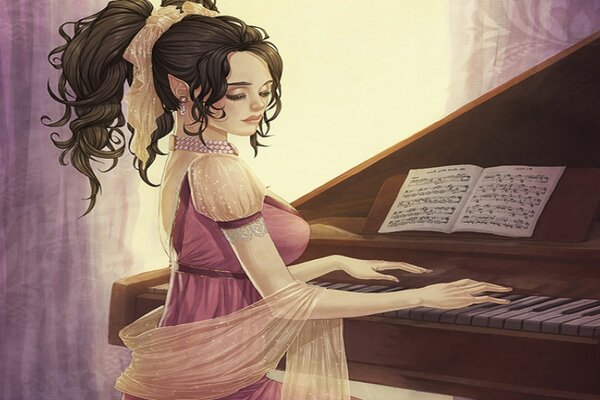 The girl is preparing for a piano performance