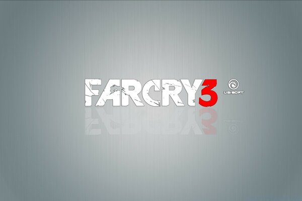 El logotipo de Farcry 3 y su imagen de espejo sobre un fondo gris