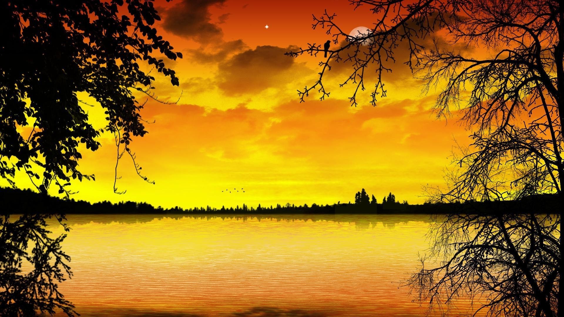 the sunset and sunrise sunset dawn nature sun landscape water lake tree sky fair weather reflection evening summer dusk