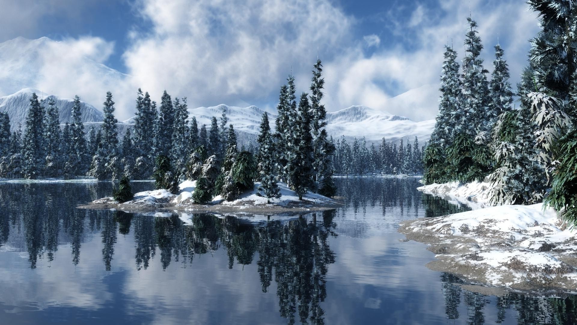 winter snow wood landscape scenic water ice mountain lake tree cold nature outdoors evergreen river