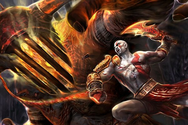 Kratos furiously attacks the enemy