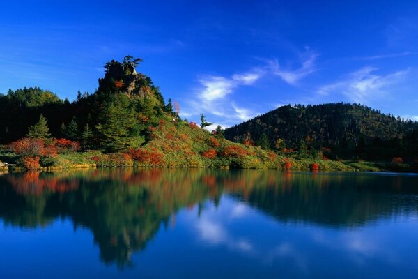 Lago de montaña irrealmente hermoso