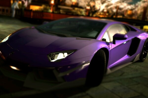 Purple car on a blurry background