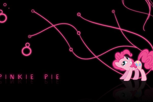 Piccolo Pony Pinkie Pie in posa su sfondo nero