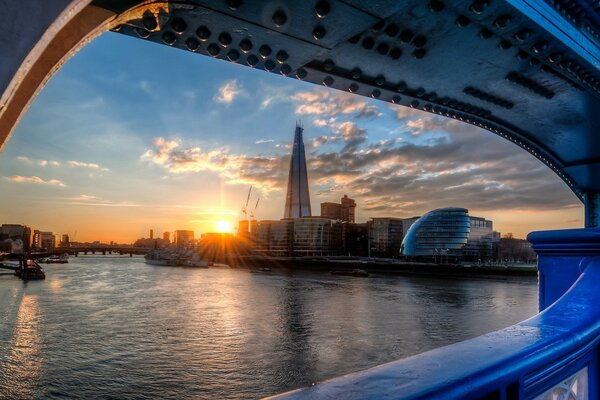 Beautiful architecture of the bridge over the river