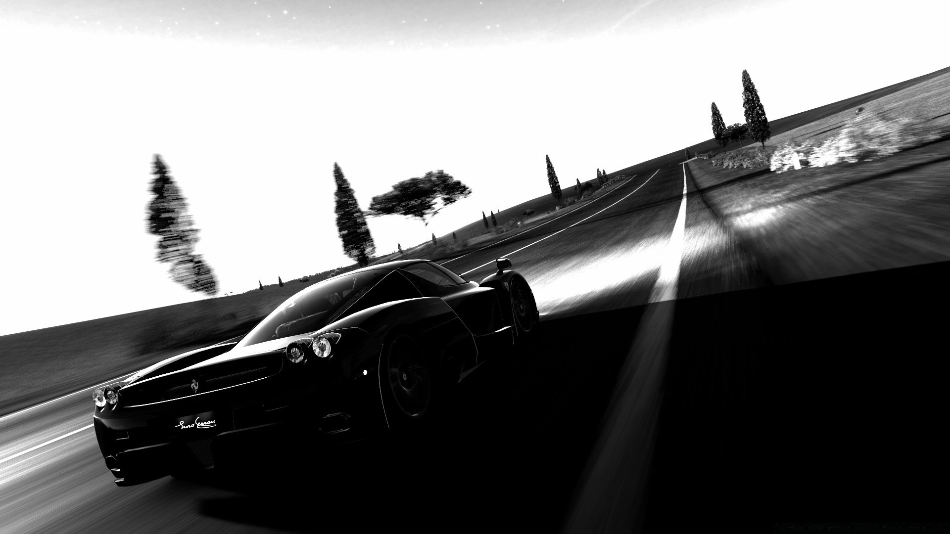 gran turismo vehicle monochrome silhouette transportation system street car travel light sunset sky