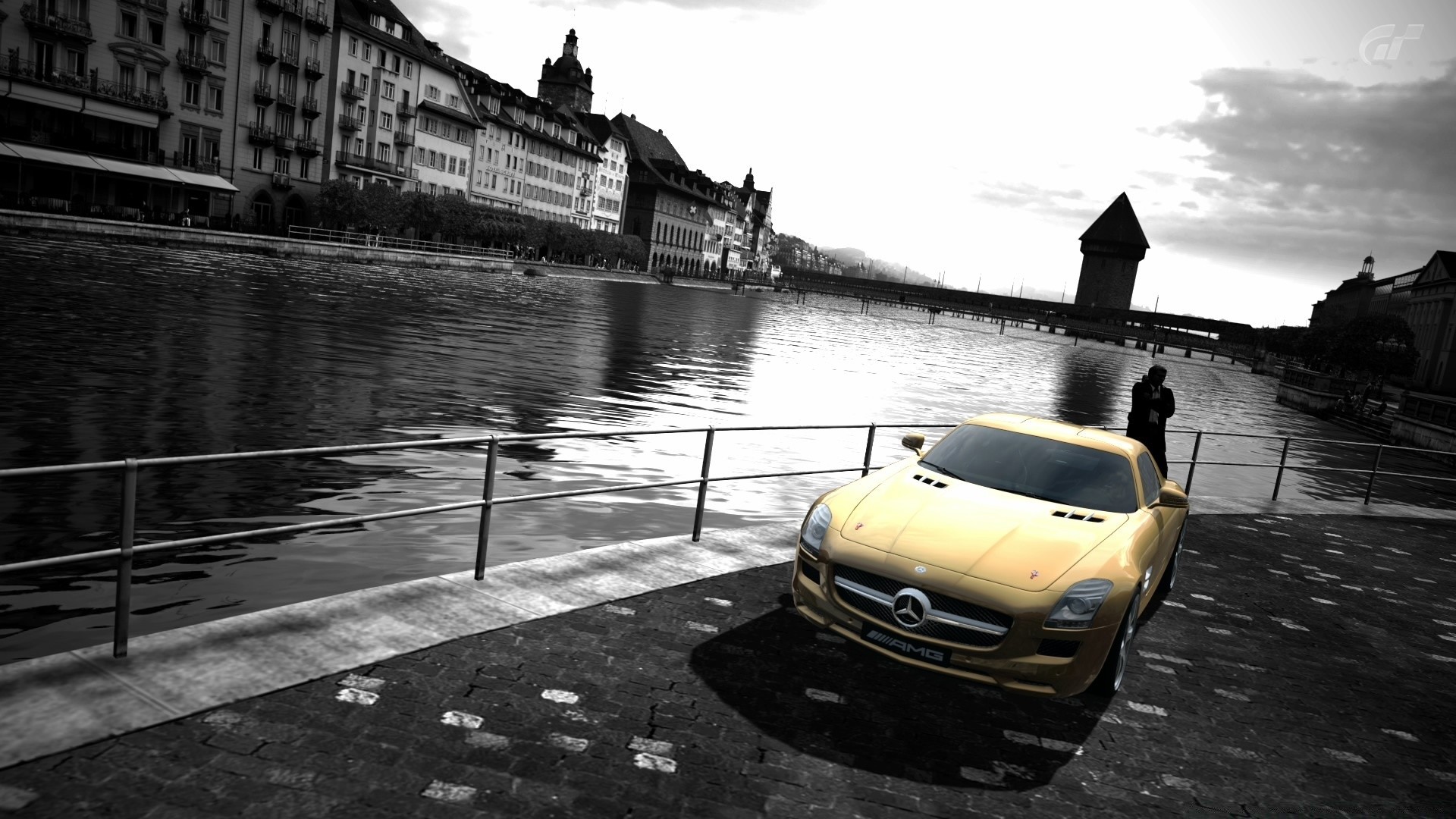 gran turismo auto wasser reisen straße verkehrssystem stadt im freien fluss architektur reflexion