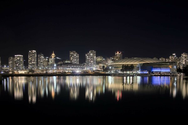 Metrópolis iluminada por la noche