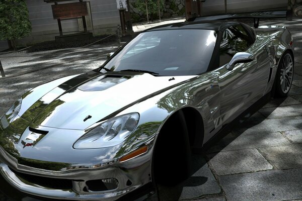 Gran turismo. Chrome sports car