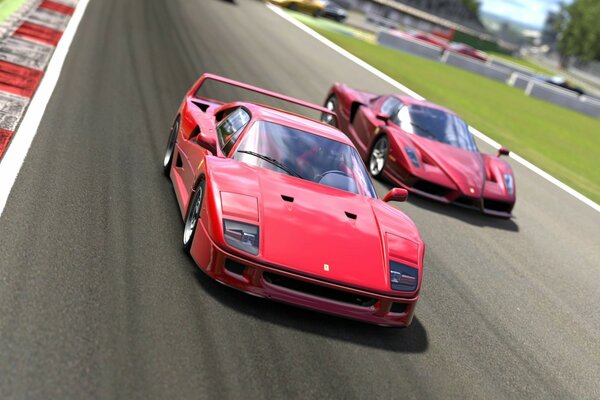 Gran turismo. Red Ferrari Rennen